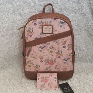 NWT Loungefly Bambi floral mini backpack and cardholder
